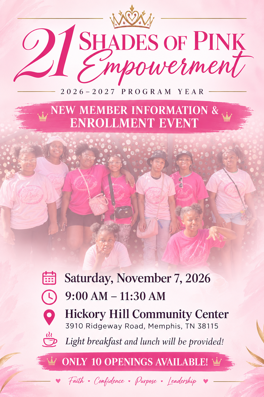 New Member Information & Enrollment Event — Saturday, November 7, 2026, 9:00–11:30 AM at Hickory Hill Community Center