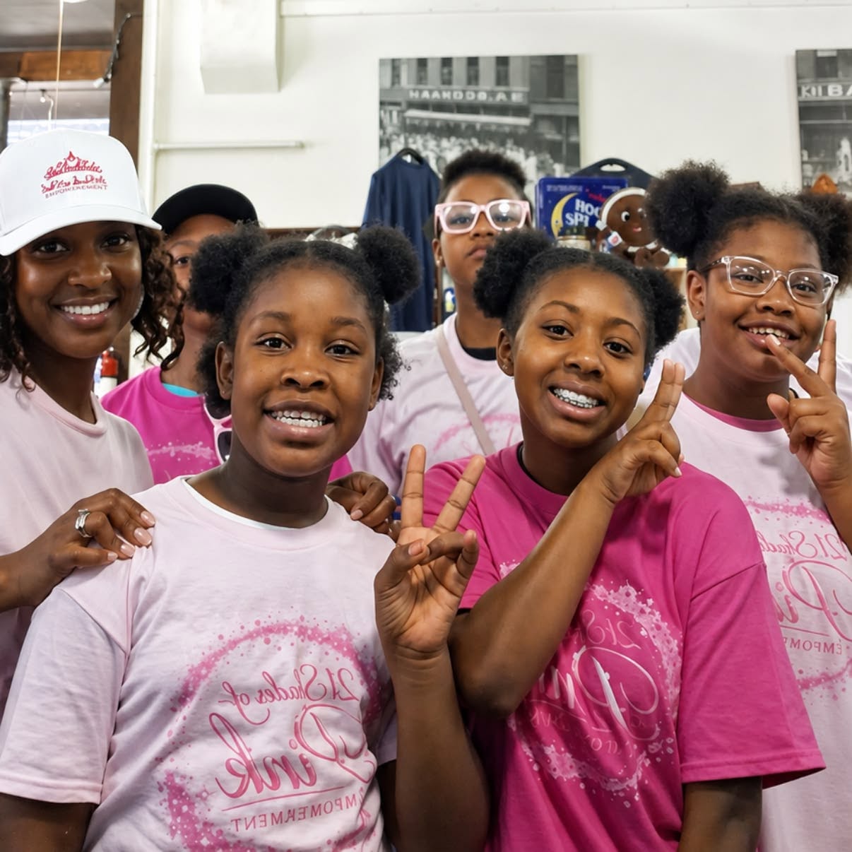 Participants posing together downtown